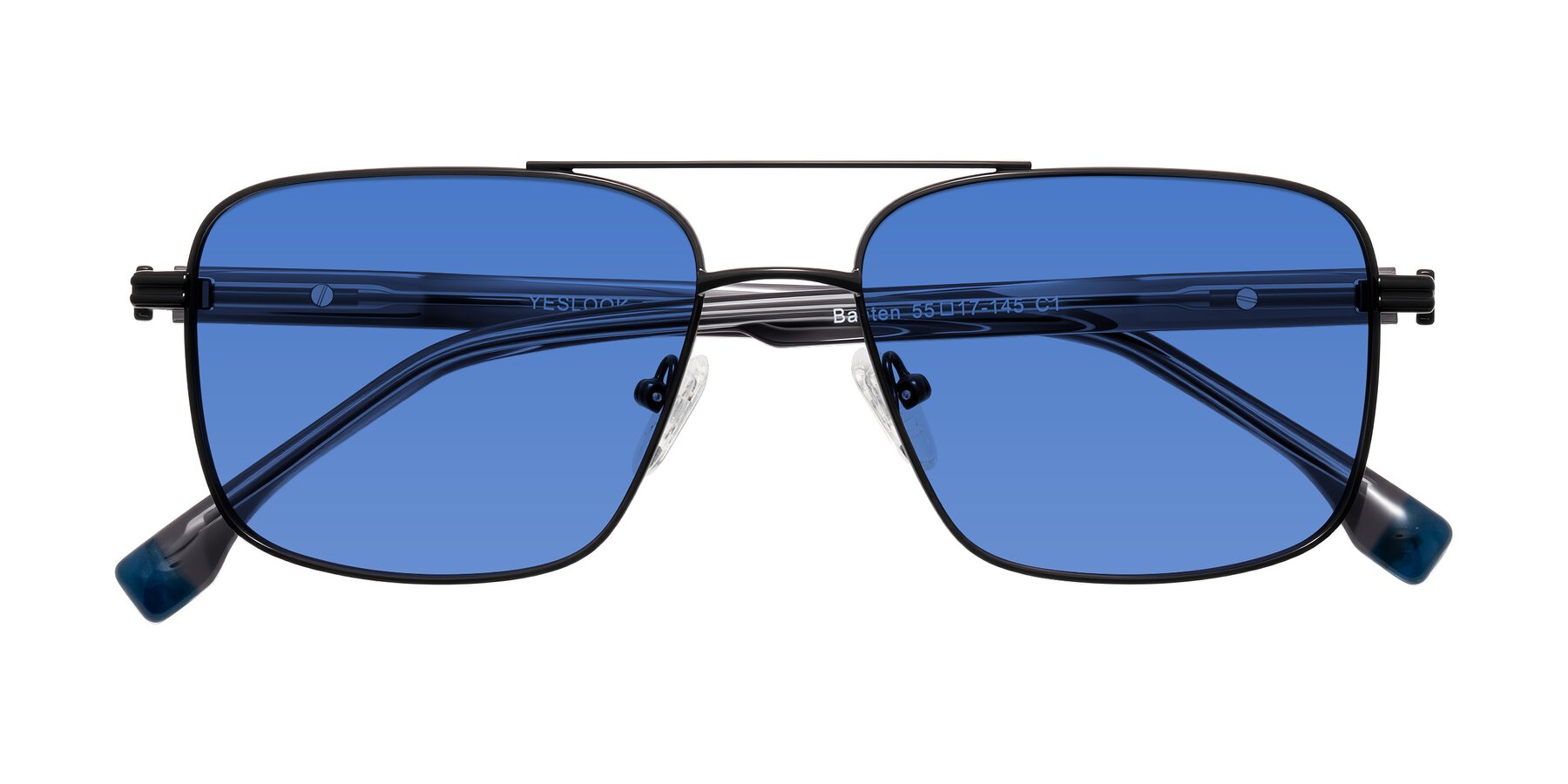 Folded Front of Banten in Black with Blue Tinted Lenses