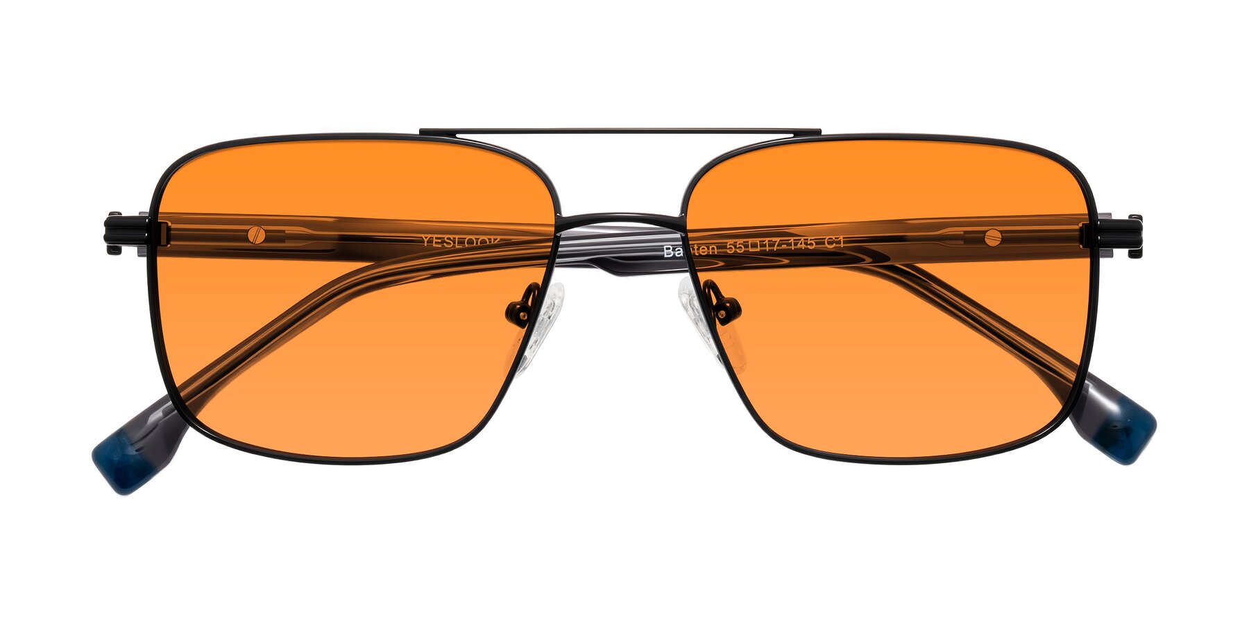 Folded Front of Banten in Black with Orange Tinted Lenses