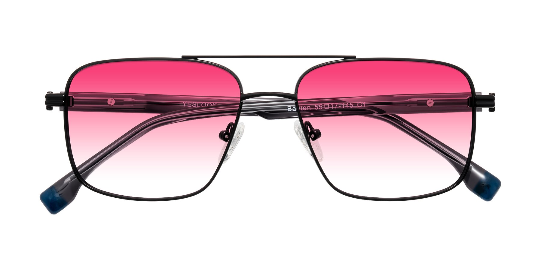 Folded Front of Banten in Black with Pink Gradient Lenses