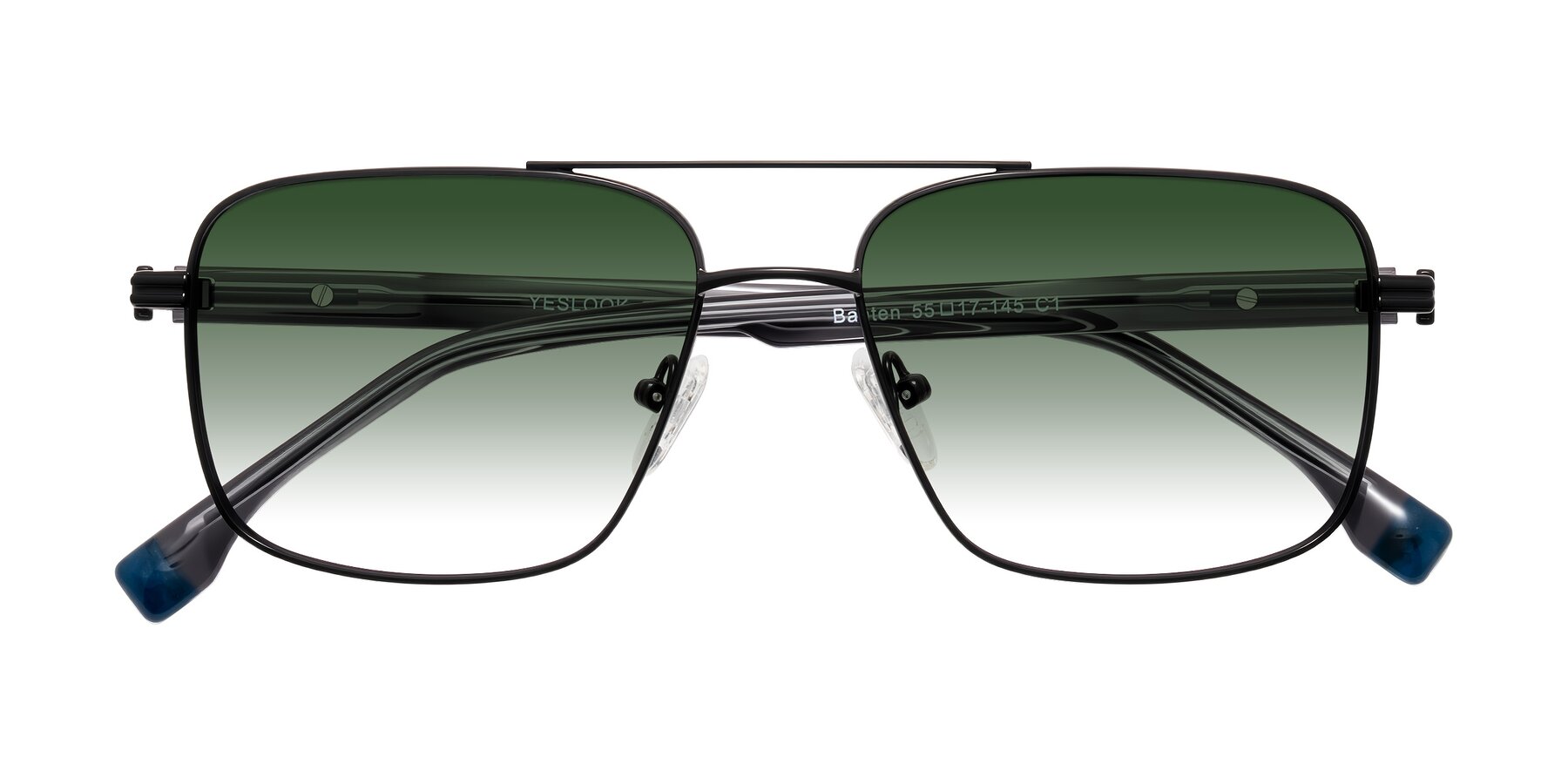 Folded Front of Banten in Black with Green Gradient Lenses