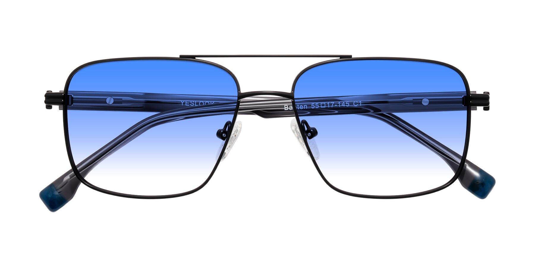 Folded Front of Banten in Black with Blue Gradient Lenses