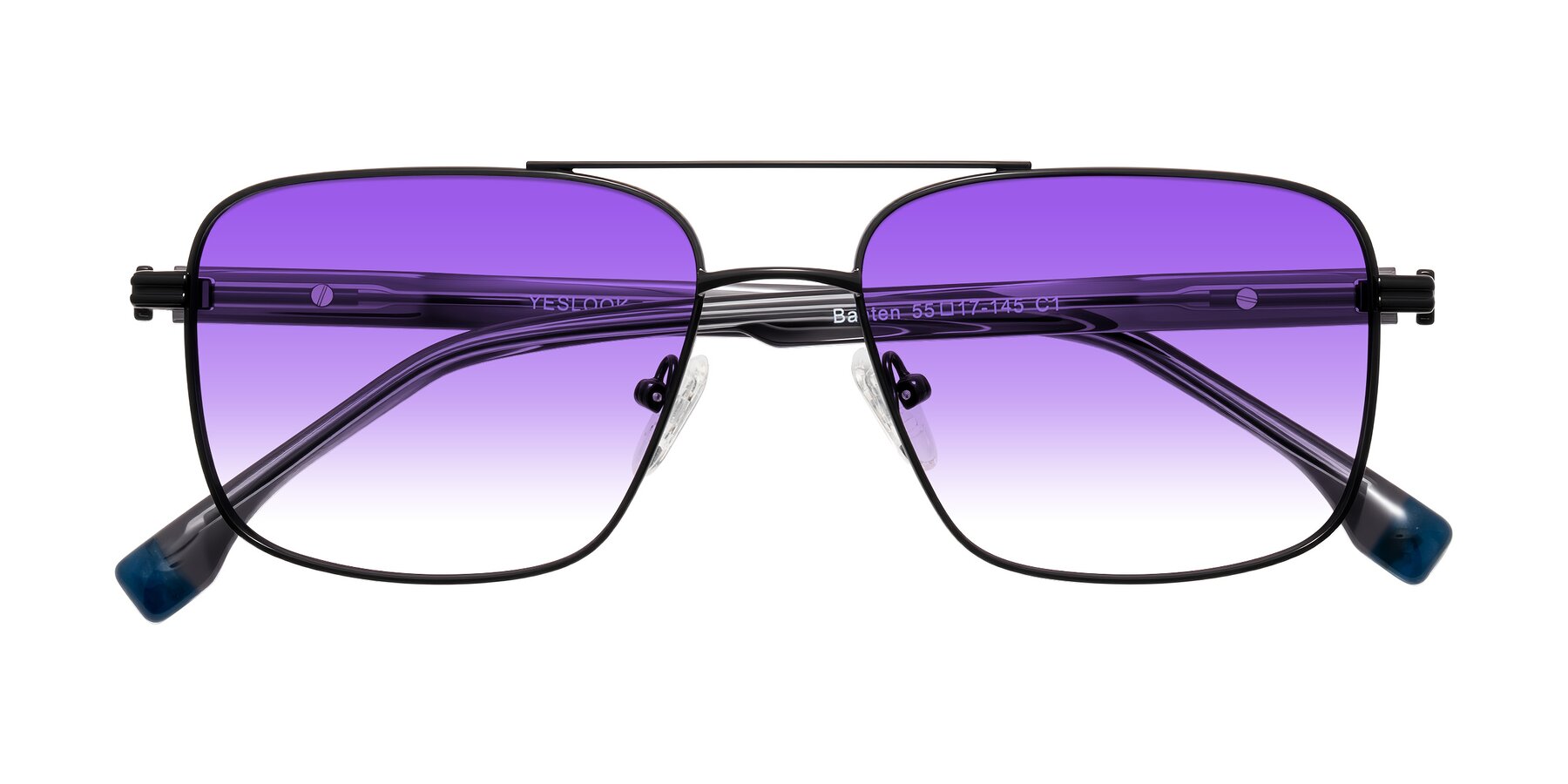 Folded Front of Banten in Black with Purple Gradient Lenses
