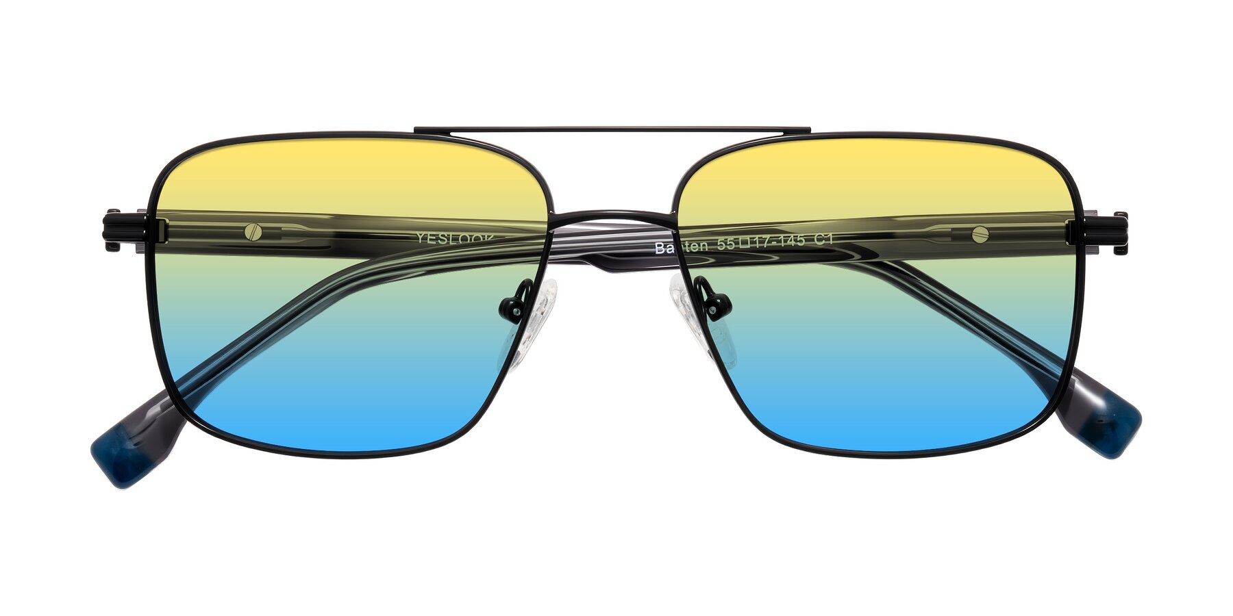 Folded Front of Banten in Black with Yellow / Blue Gradient Lenses