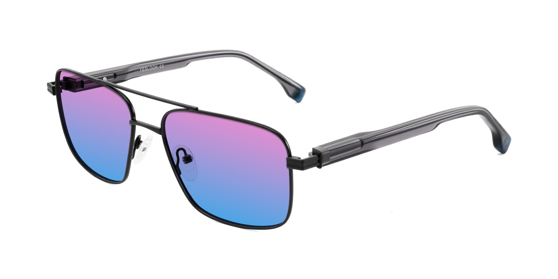 Angle of Banten in Black with Pink / Blue Gradient Lenses