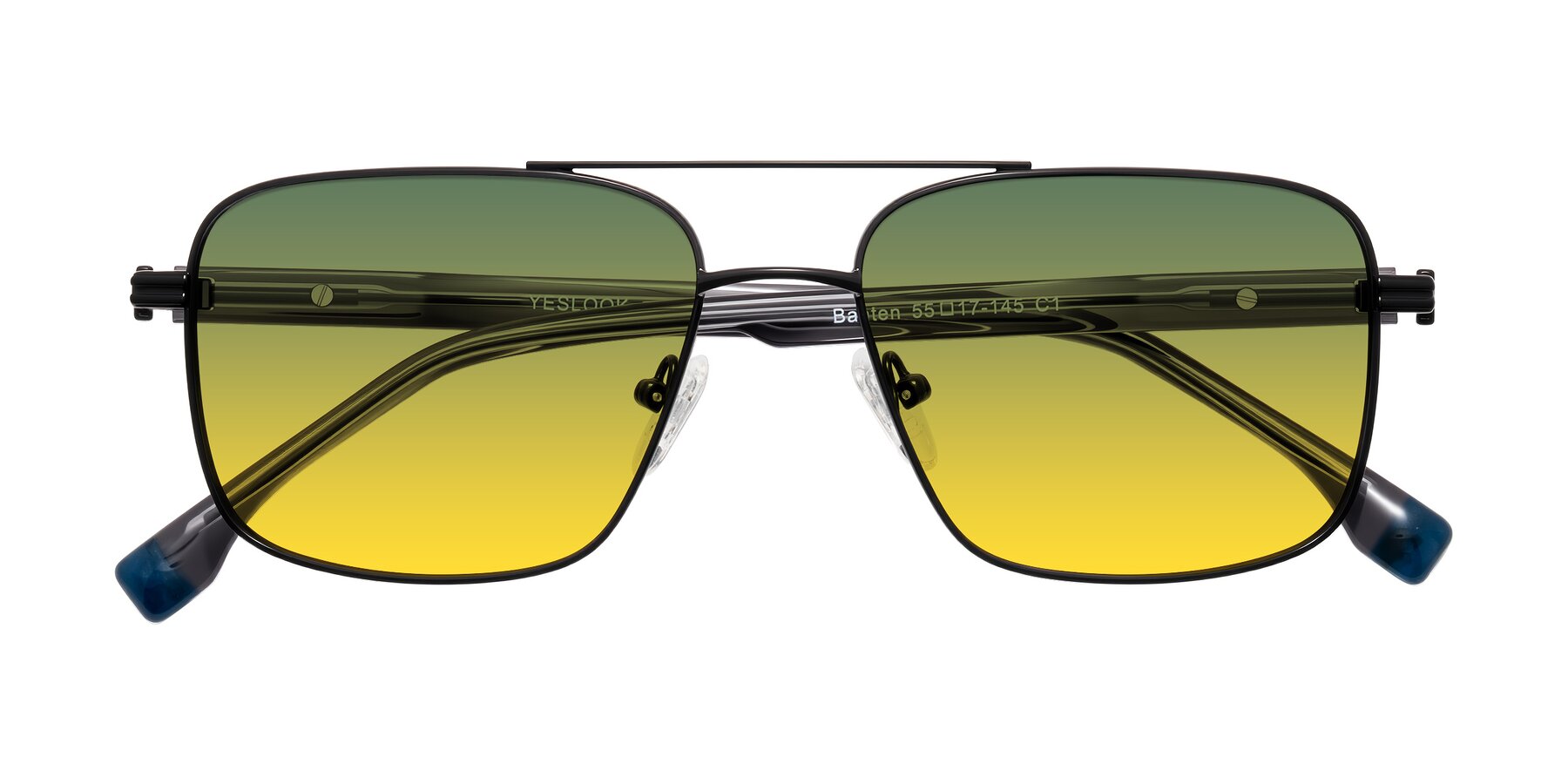 Folded Front of Banten in Black with Green / Yellow Gradient Lenses