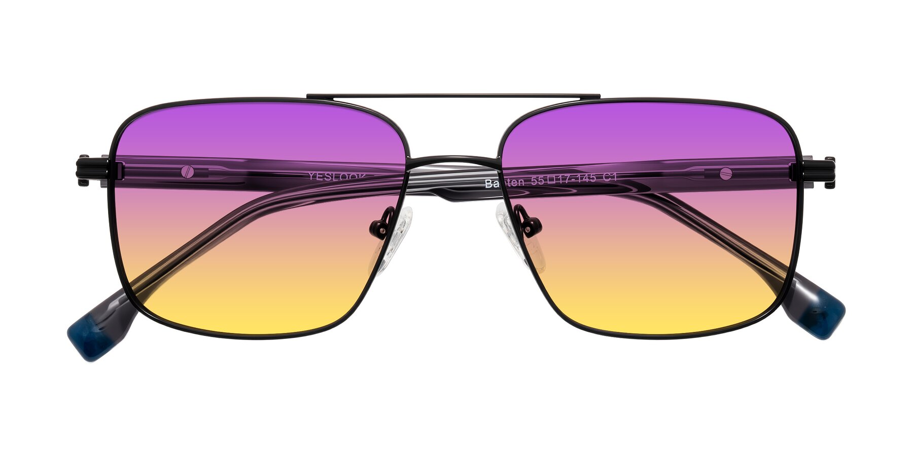 Folded Front of Banten in Black with Purple / Yellow Gradient Lenses