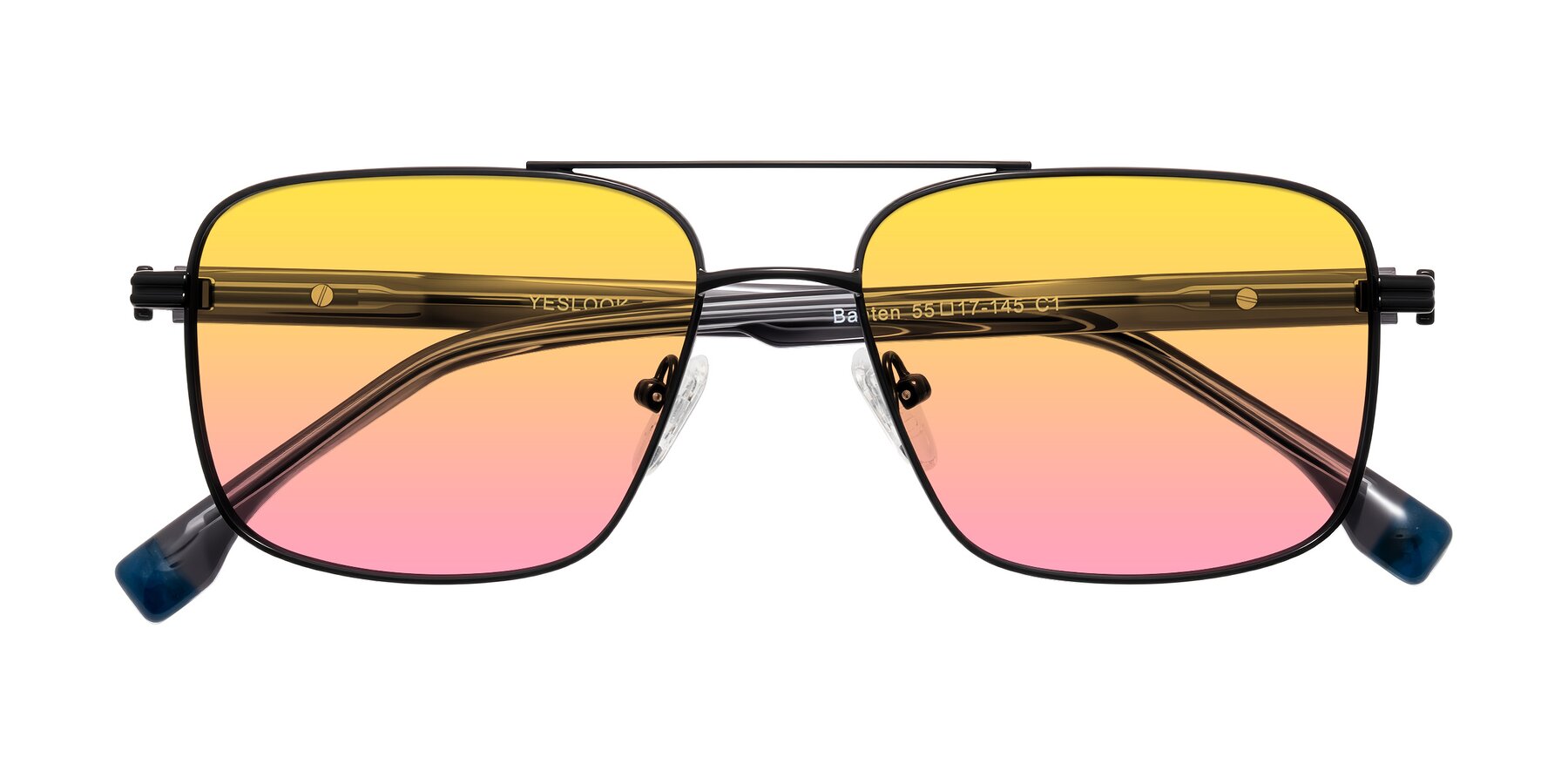 Folded Front of Banten in Black with Yellow / Pink Gradient Lenses