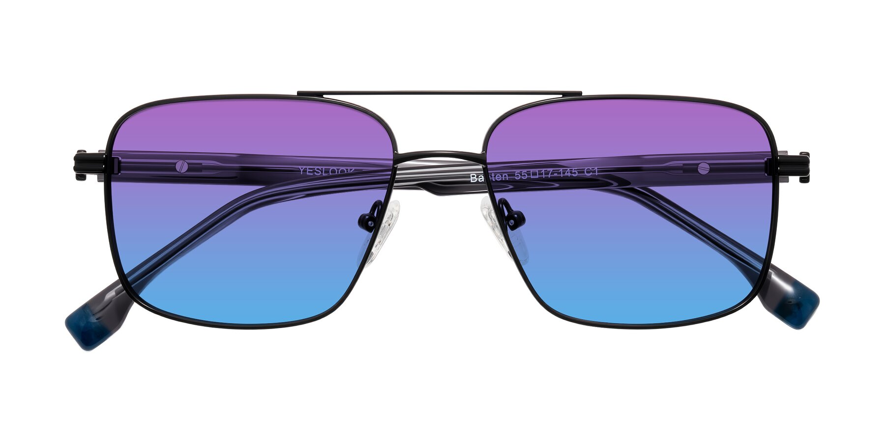Folded Front of Banten in Black with Purple / Blue Gradient Lenses