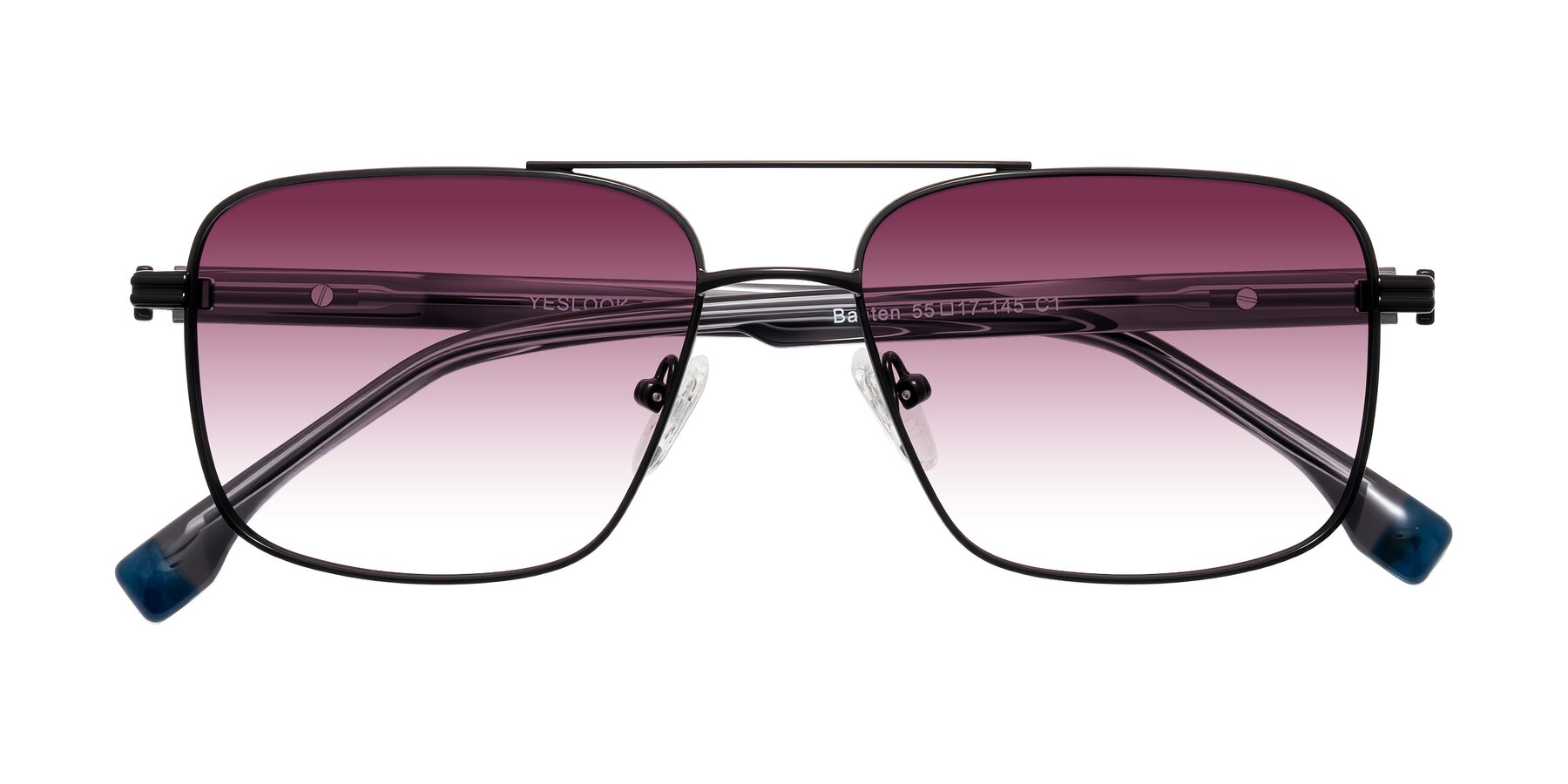 Folded Front of Banten in Black with Wine Gradient Lenses