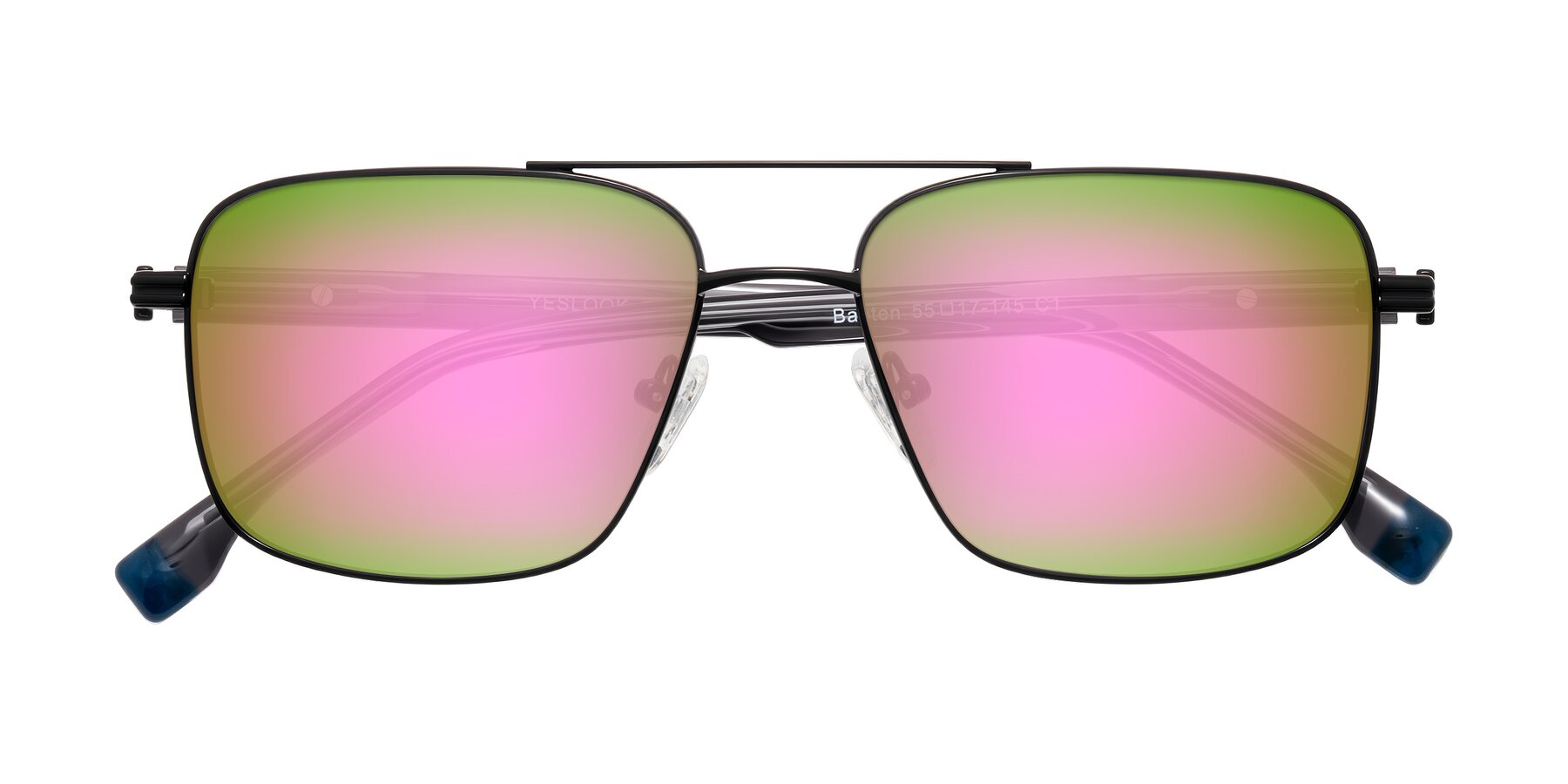 Folded Front of Banten in Black with Pink Mirrored Lenses