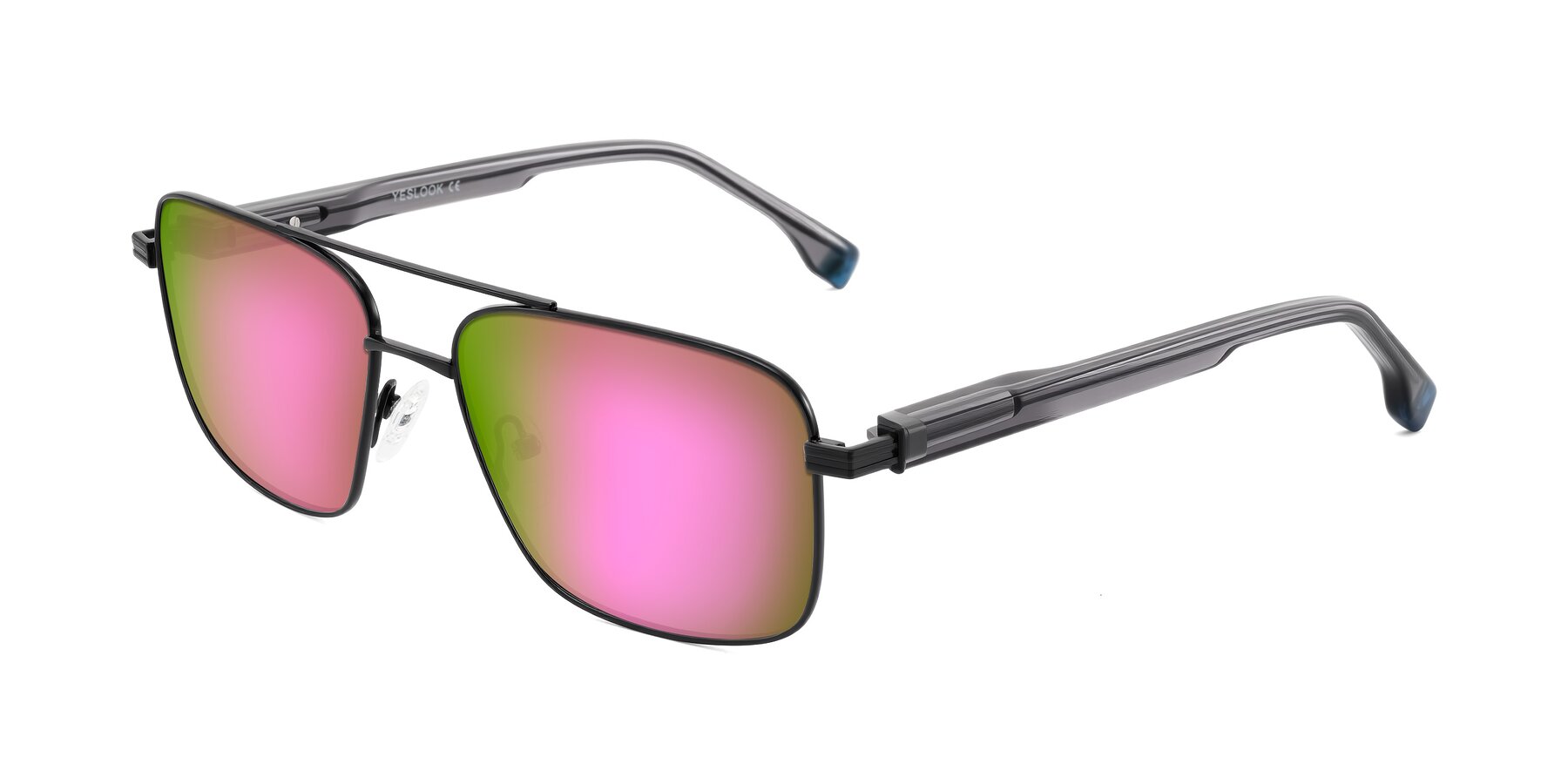 Angle of Banten in Black with Pink Mirrored Lenses