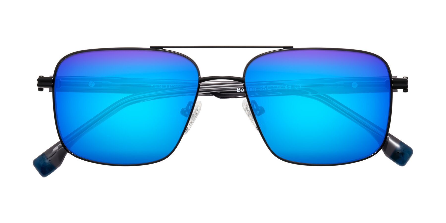 Folded Front of Banten in Black with Blue Mirrored Lenses