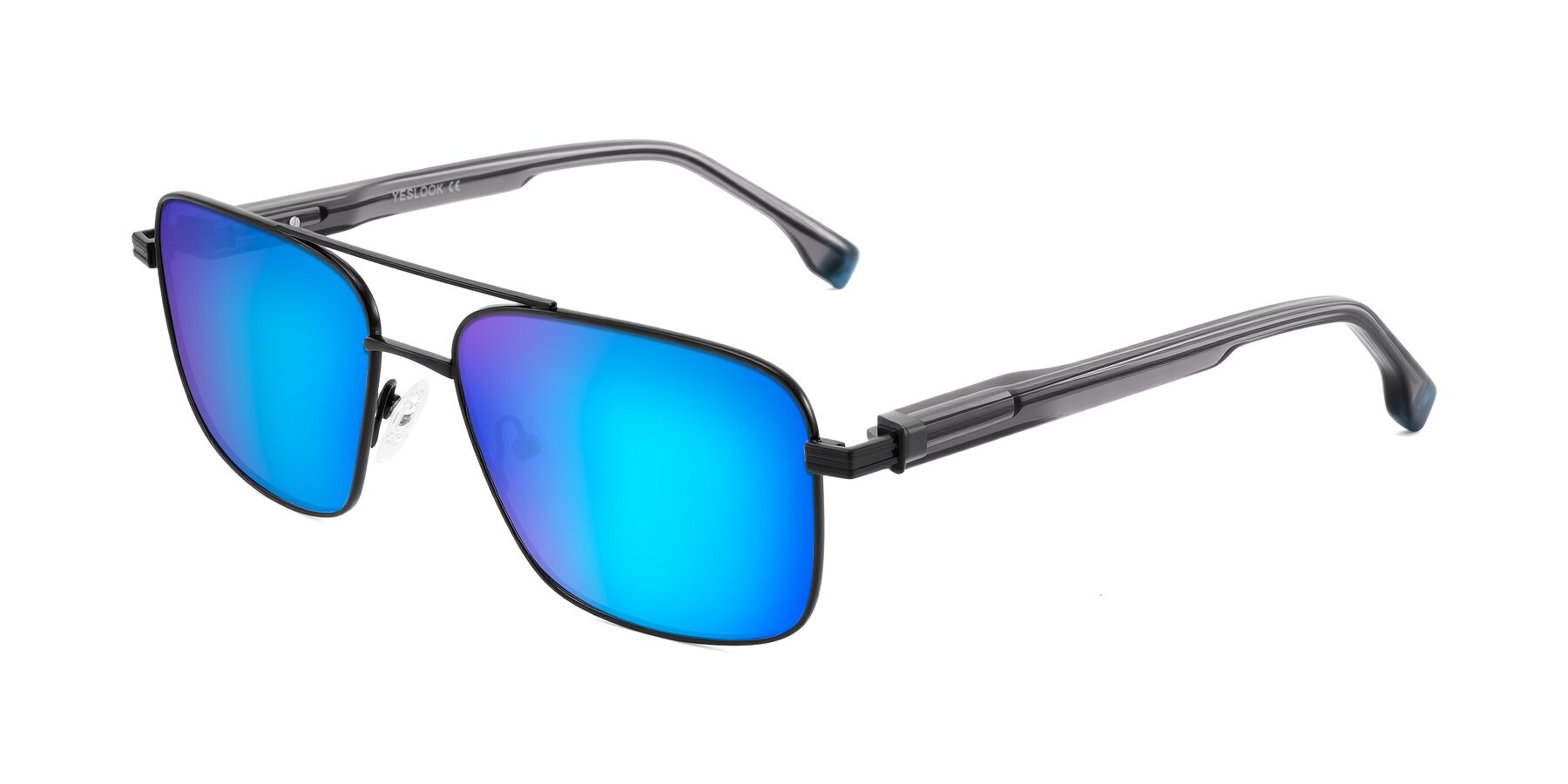 Angle of Banten in Black with Blue Mirrored Lenses