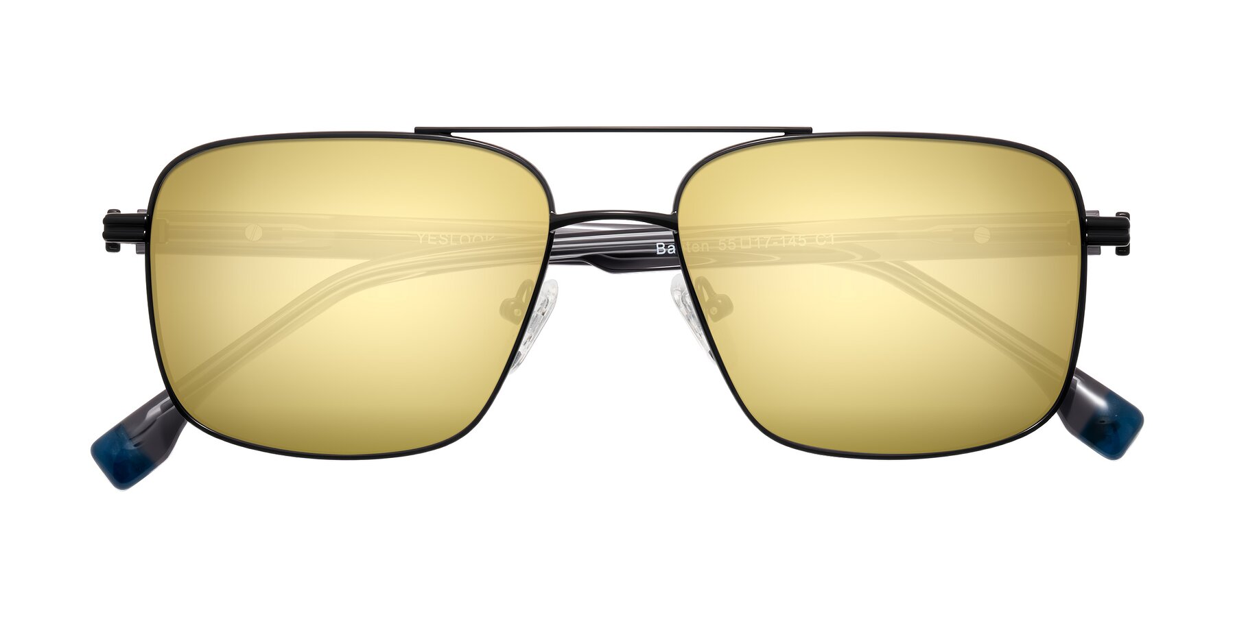 Folded Front of Banten in Black with Gold Mirrored Lenses