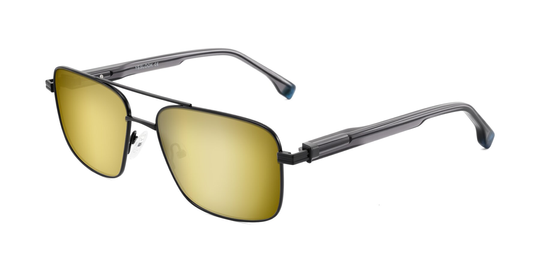 Angle of Banten in Black with Gold Mirrored Lenses