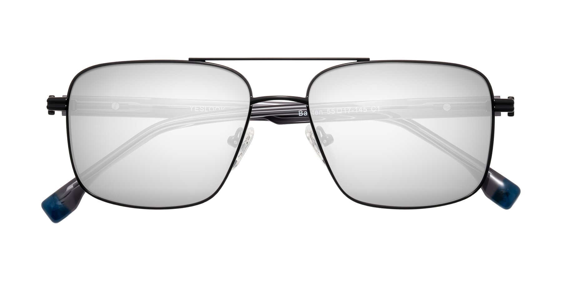 Folded Front of Banten in Black with Silver Mirrored Lenses