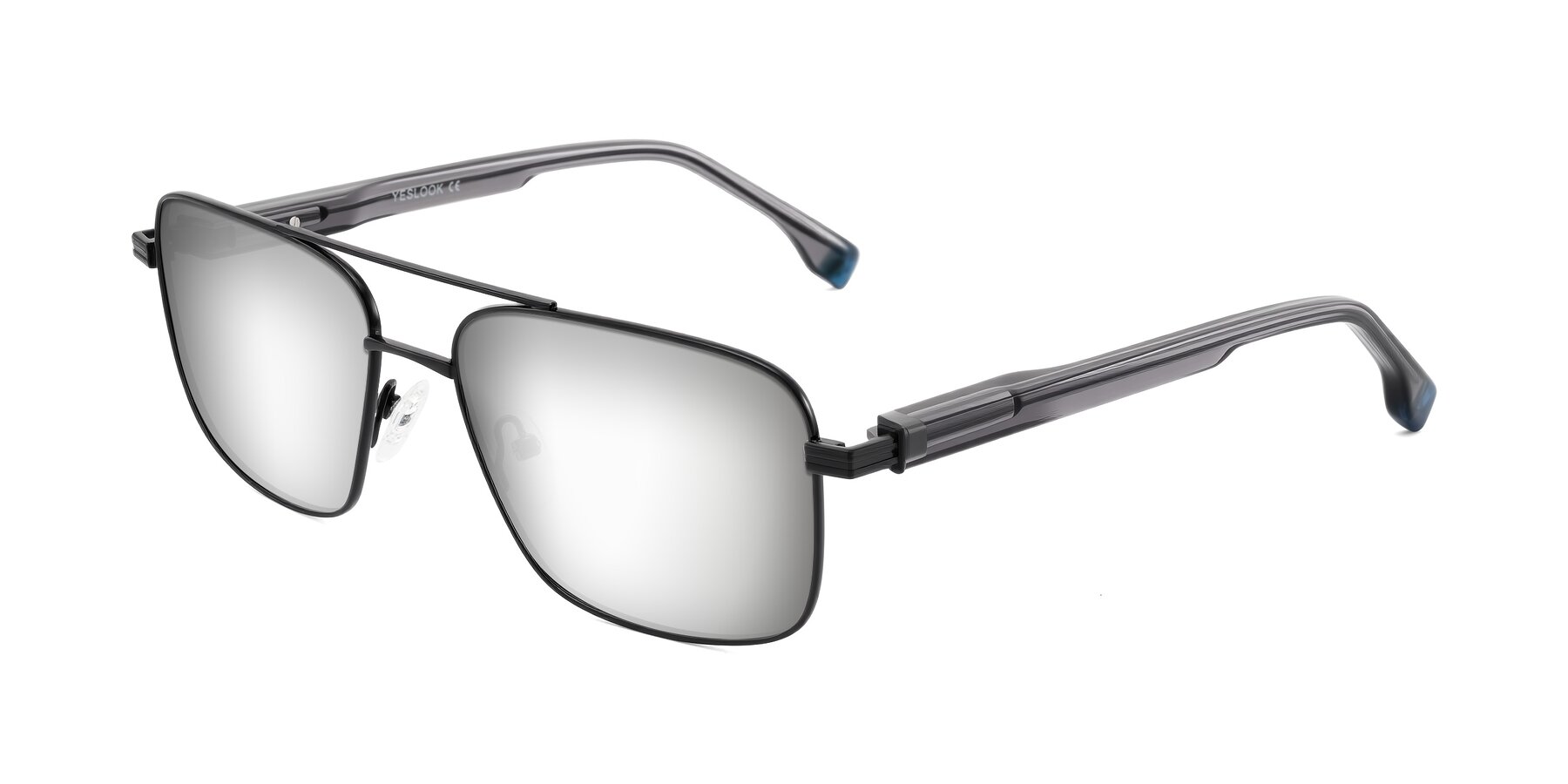 Angle of Banten in Black with Silver Mirrored Lenses