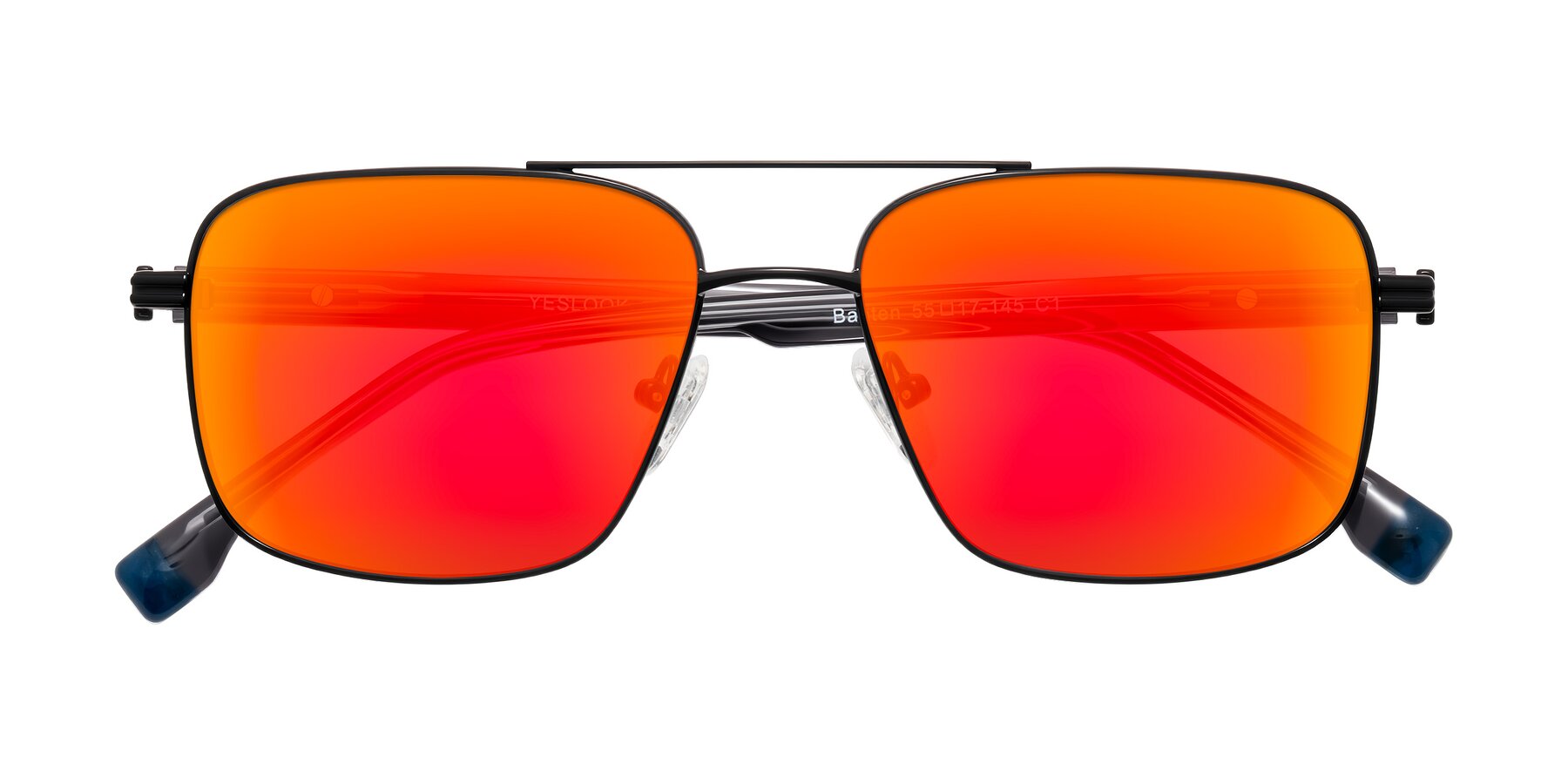 Folded Front of Banten in Black with Red Gold Mirrored Lenses