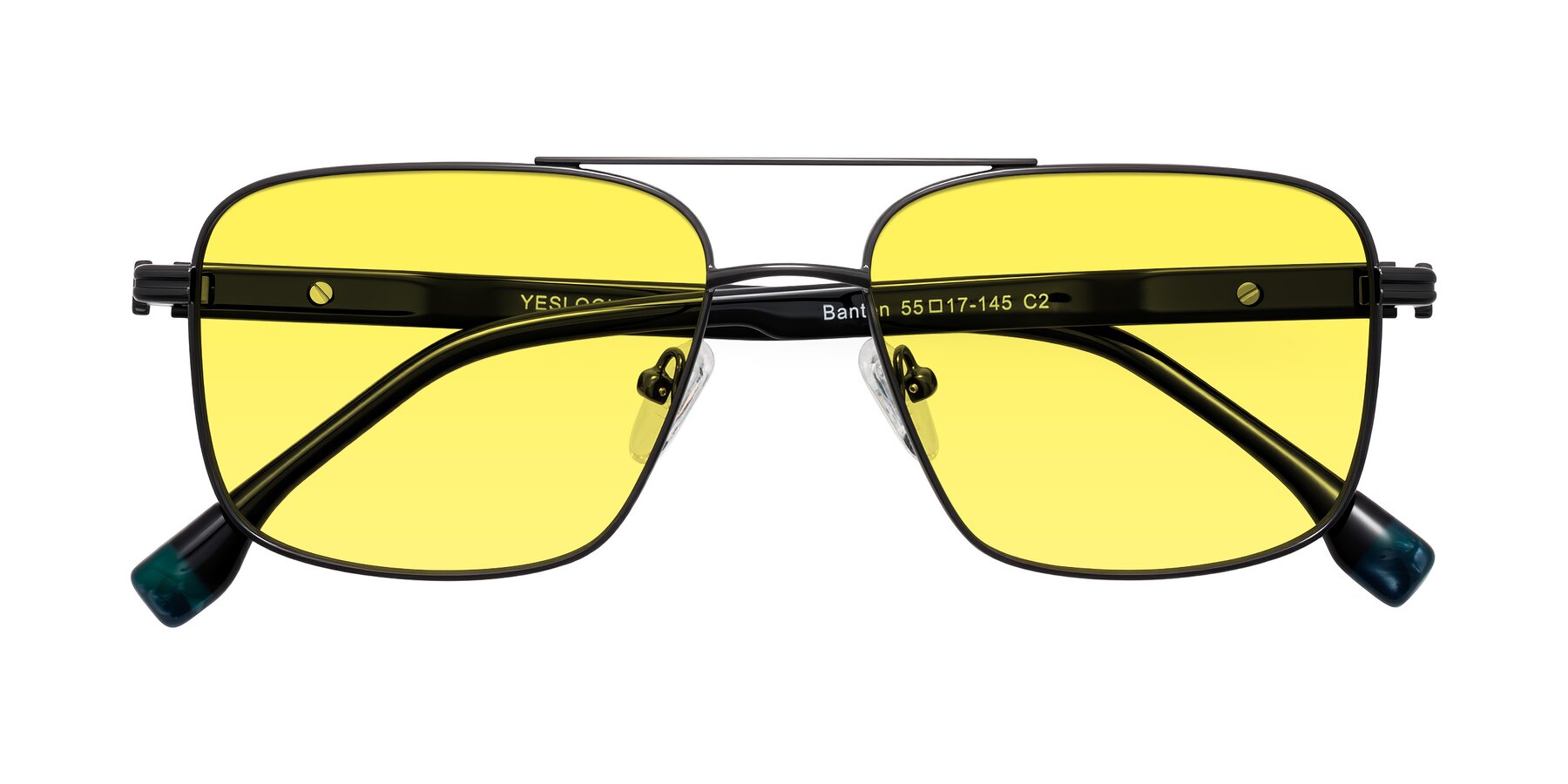 Folded Front of Banten in Gunmetal with Medium Yellow Tinted Lenses