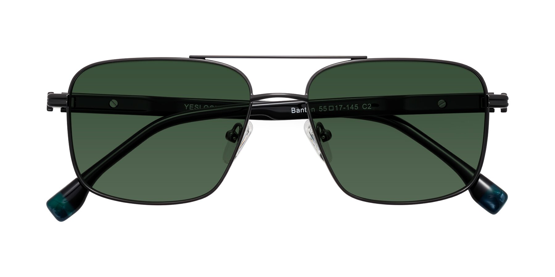 Folded Front of Banten in Gunmetal with Green Tinted Lenses