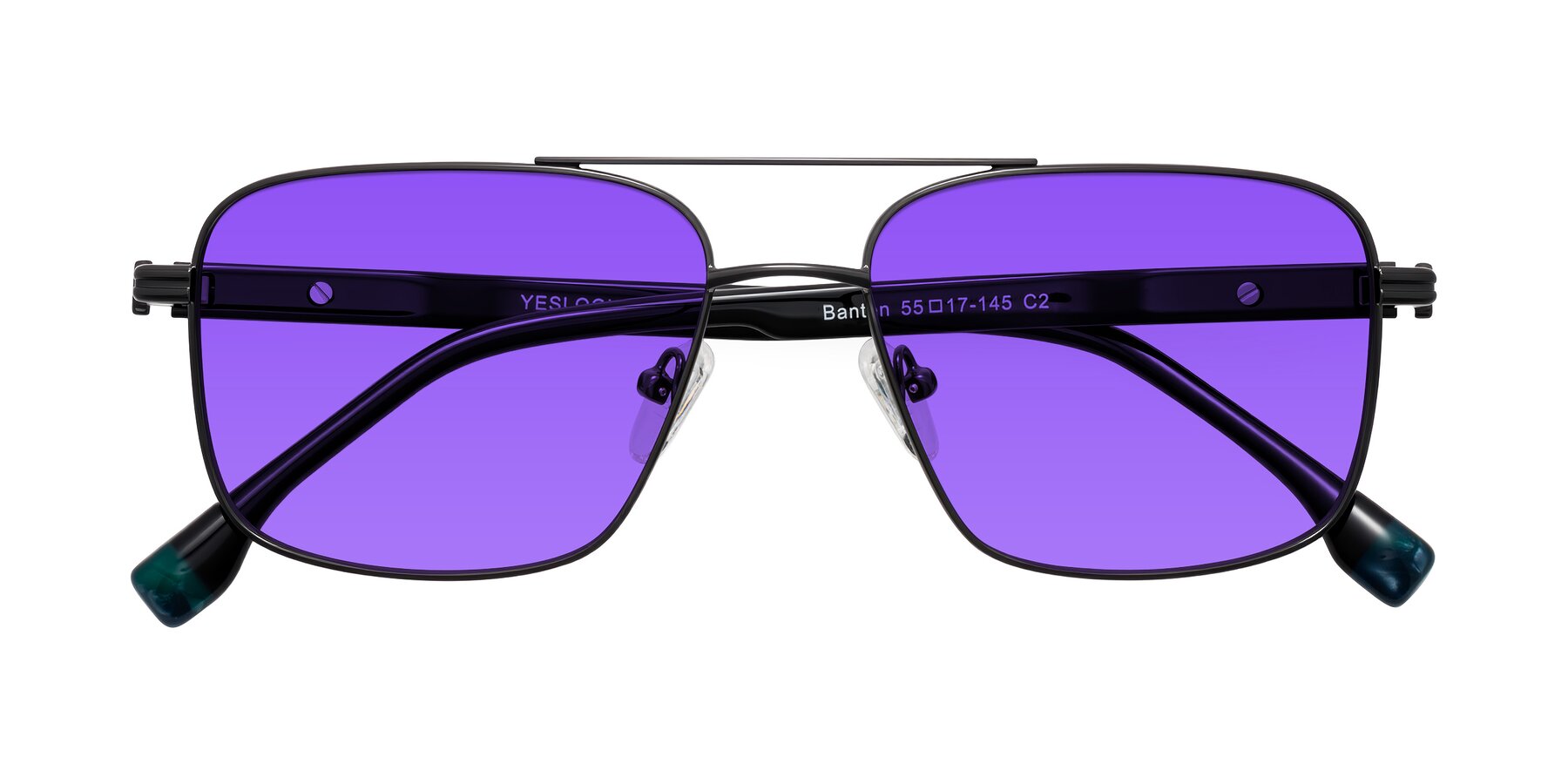 Folded Front of Banten in Gunmetal with Purple Tinted Lenses