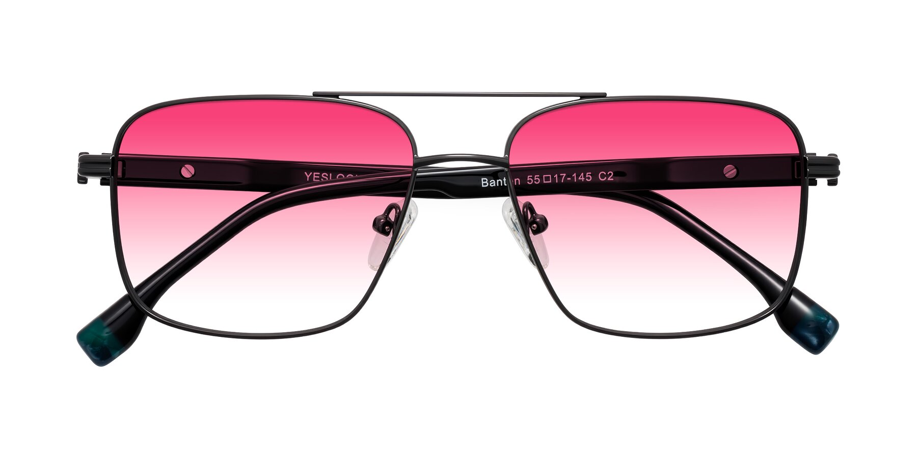 Folded Front of Banten in Gunmetal with Pink Gradient Lenses