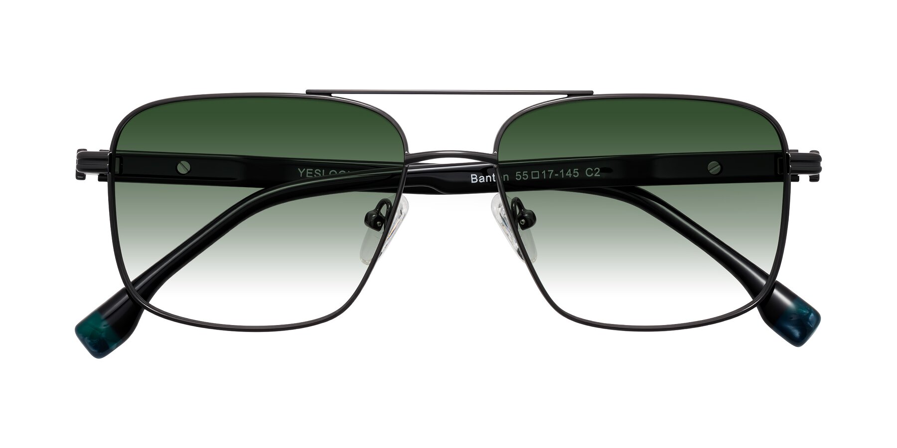 Folded Front of Banten in Gunmetal with Green Gradient Lenses