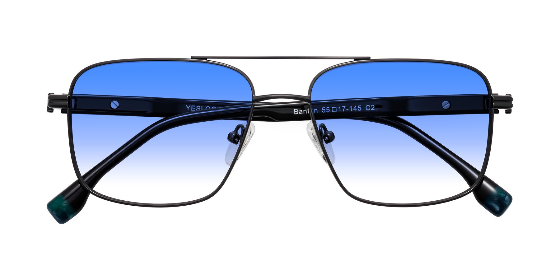 Folded Front of Banten in Gunmetal with Blue Gradient Lenses