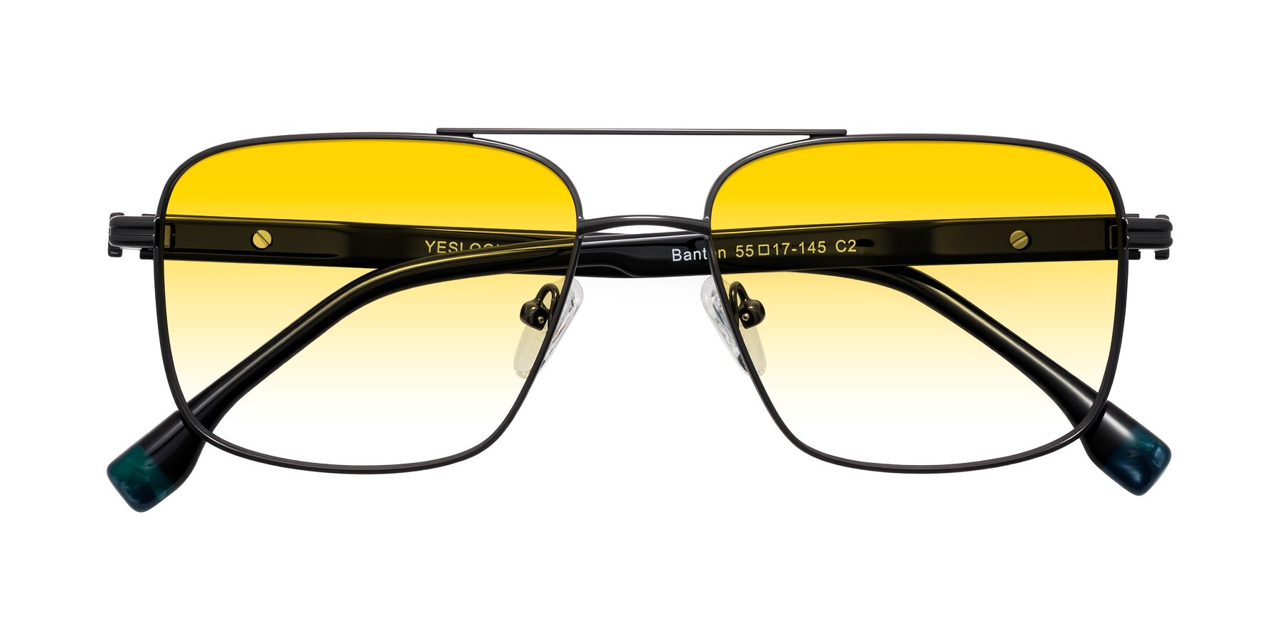 Folded Front of Banten in Gunmetal with Yellow Gradient Lenses