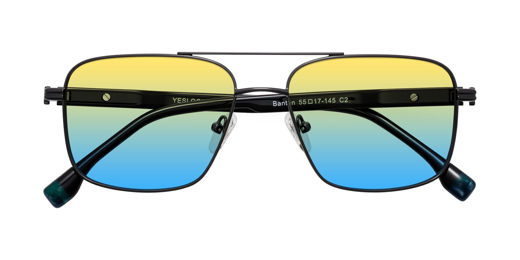 Folded Front of Banten in Gunmetal with Yellow / Blue Gradient Lenses