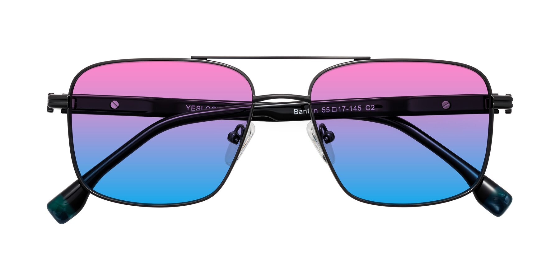 Folded Front of Banten in Gunmetal with Pink / Blue Gradient Lenses