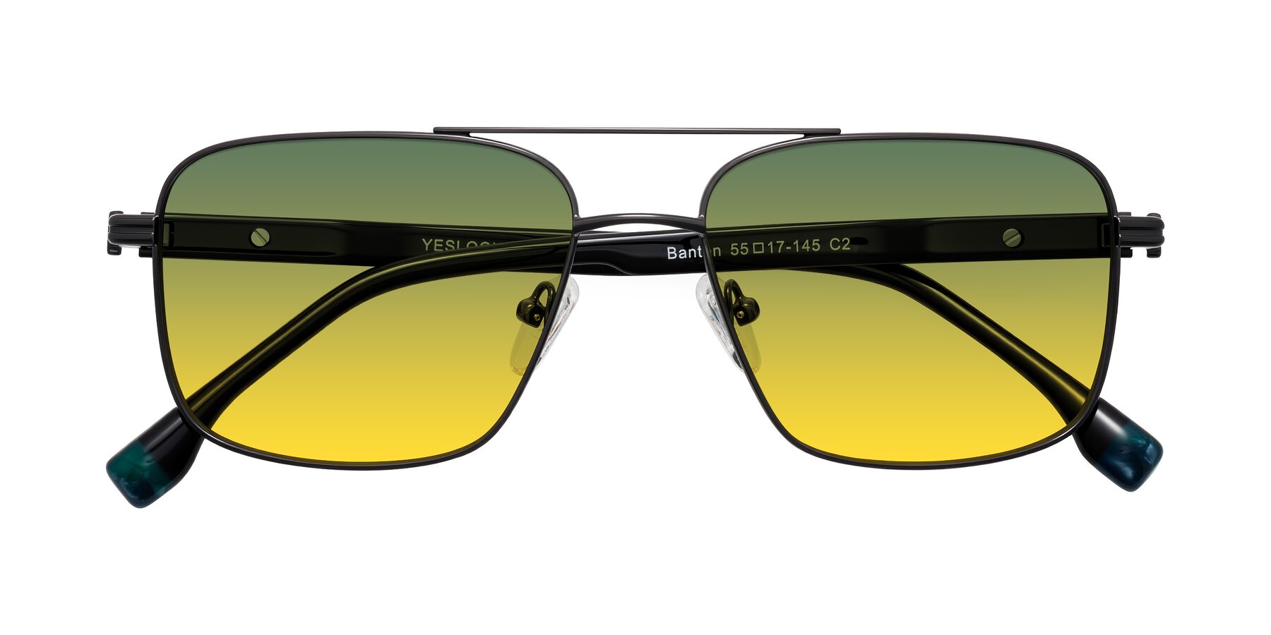 Folded Front of Banten in Gunmetal with Green / Yellow Gradient Lenses