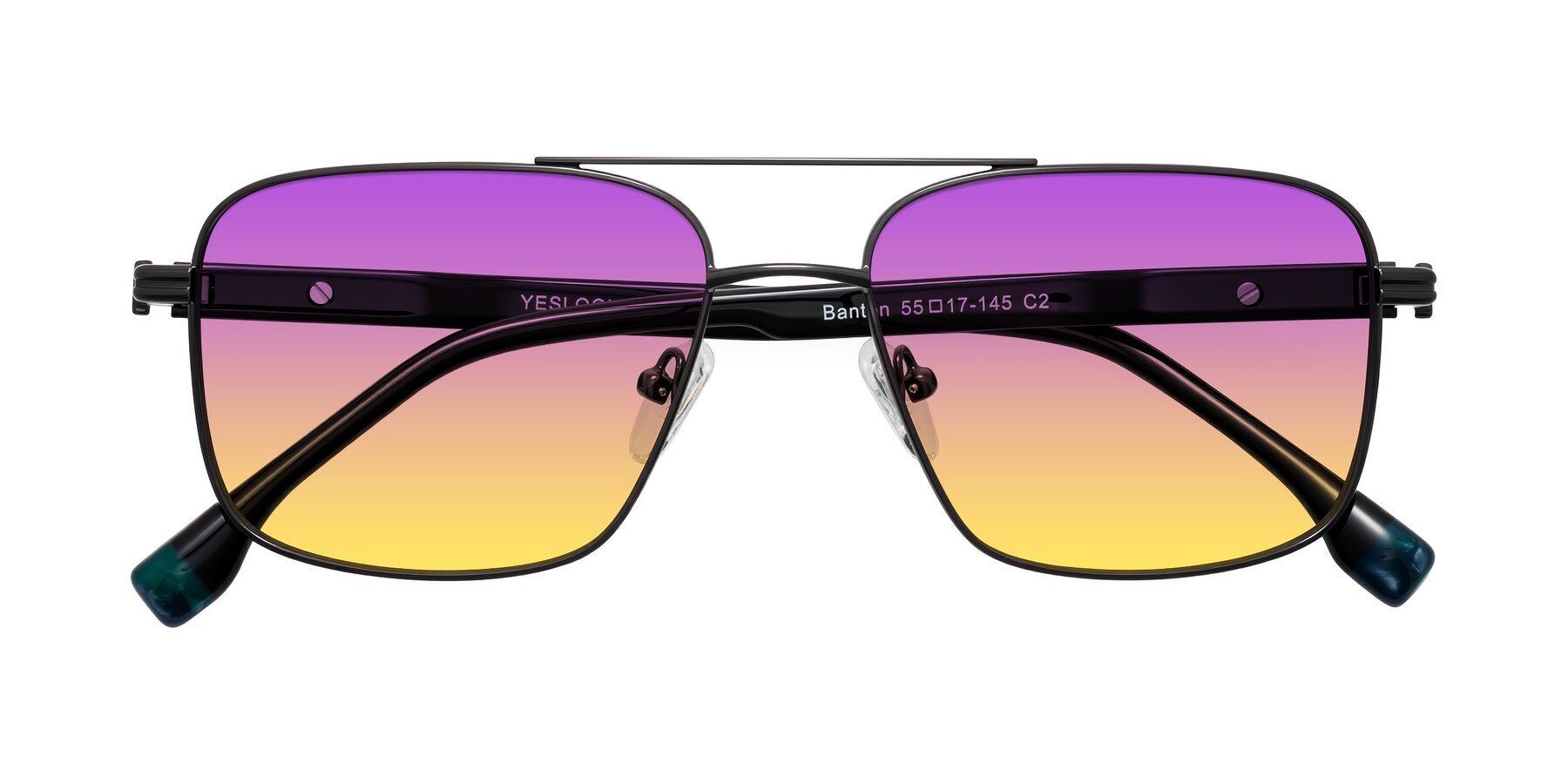 Folded Front of Banten in Gunmetal with Purple / Yellow Gradient Lenses