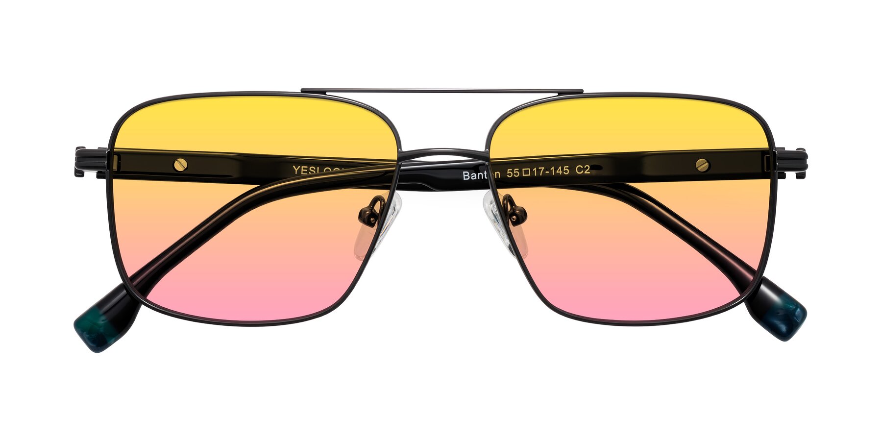 Folded Front of Banten in Gunmetal with Yellow / Pink Gradient Lenses