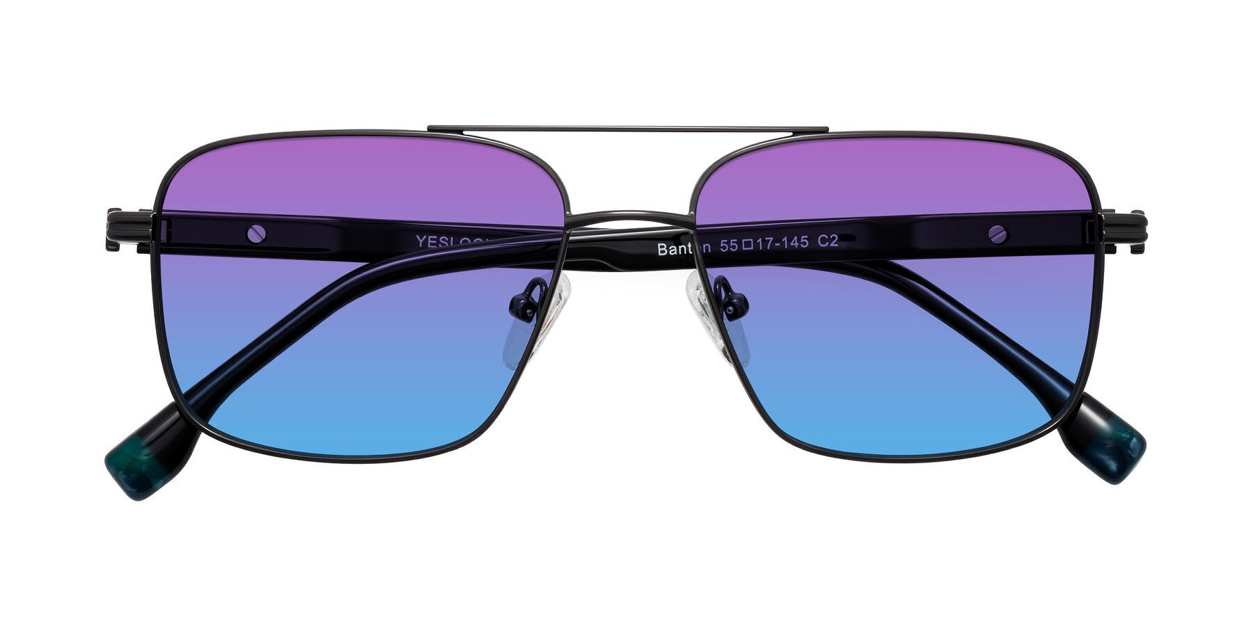 Folded Front of Banten in Gunmetal with Purple / Blue Gradient Lenses