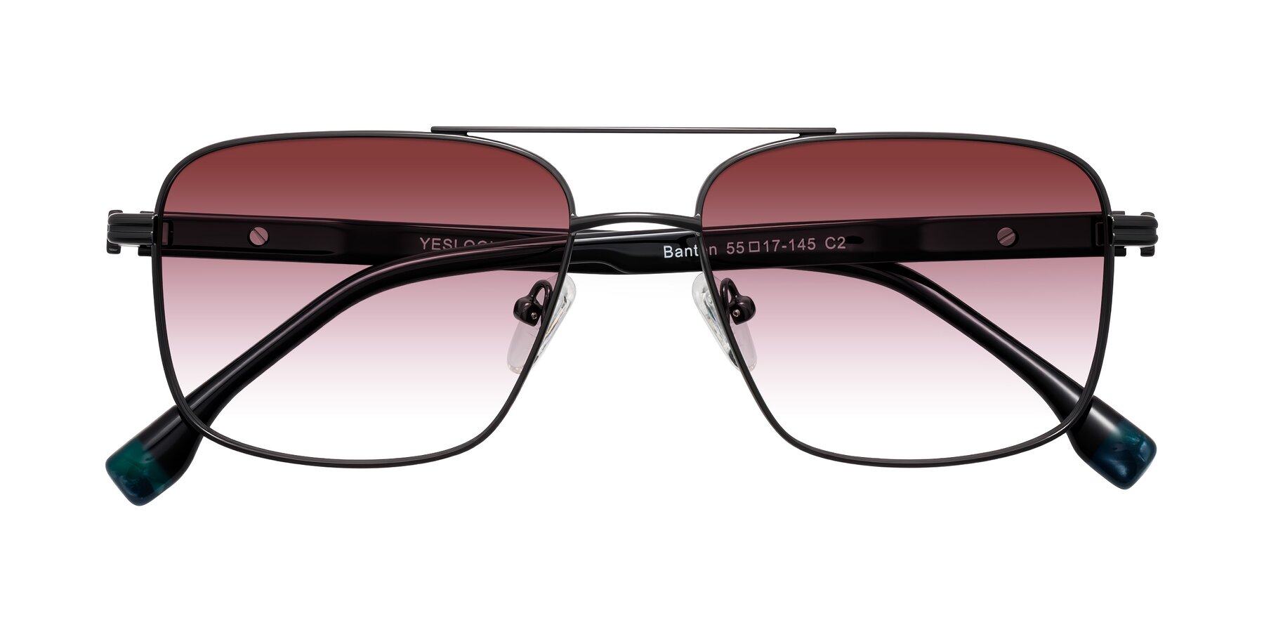 Folded Front of Banten in Gunmetal with Garnet Gradient Lenses