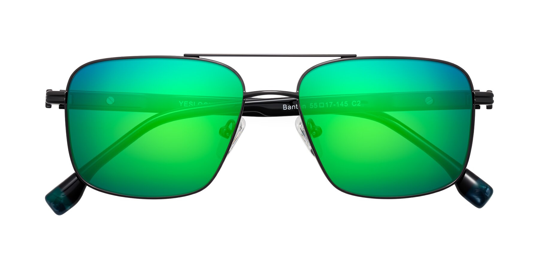 Folded Front of Banten in Gunmetal with Green Mirrored Lenses