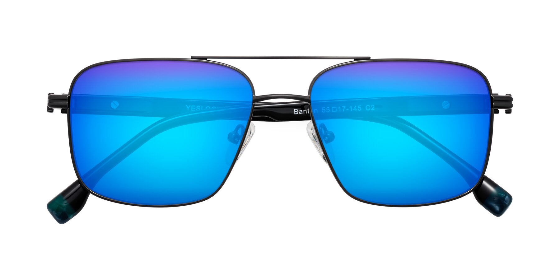 Folded Front of Banten in Gunmetal with Blue Mirrored Lenses