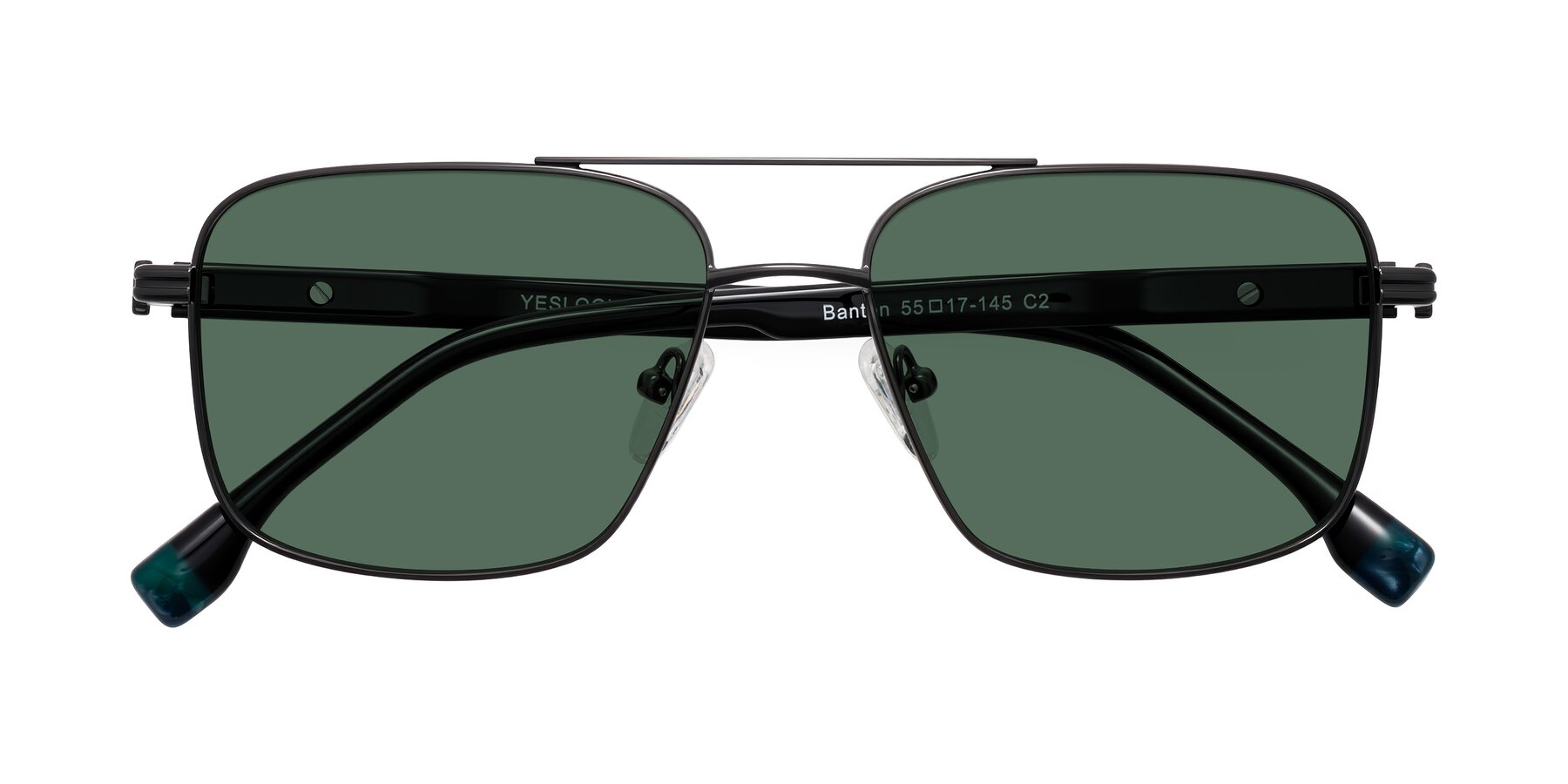 Folded Front of Banten in Gunmetal with Green Polarized Lenses