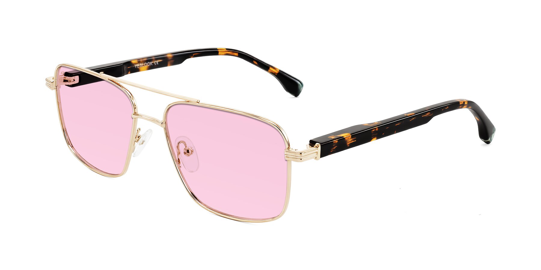 Angle of Banten in Gold with Light Pink Tinted Lenses