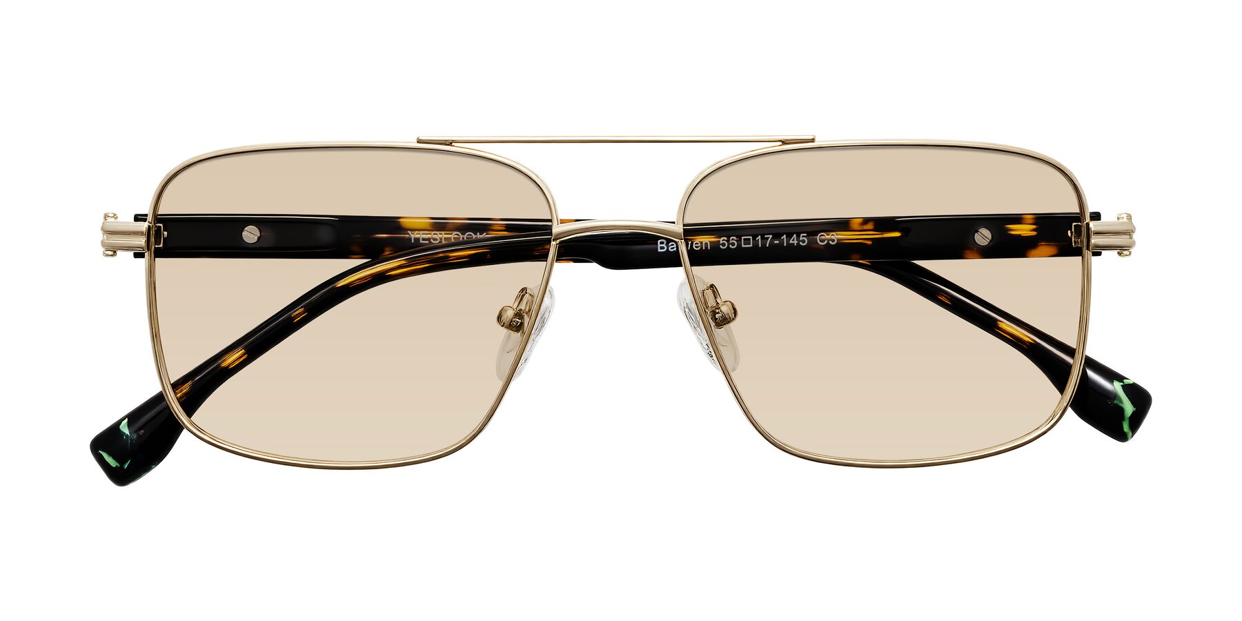Folded Front of Banten in Gold with Light Brown Tinted Lenses