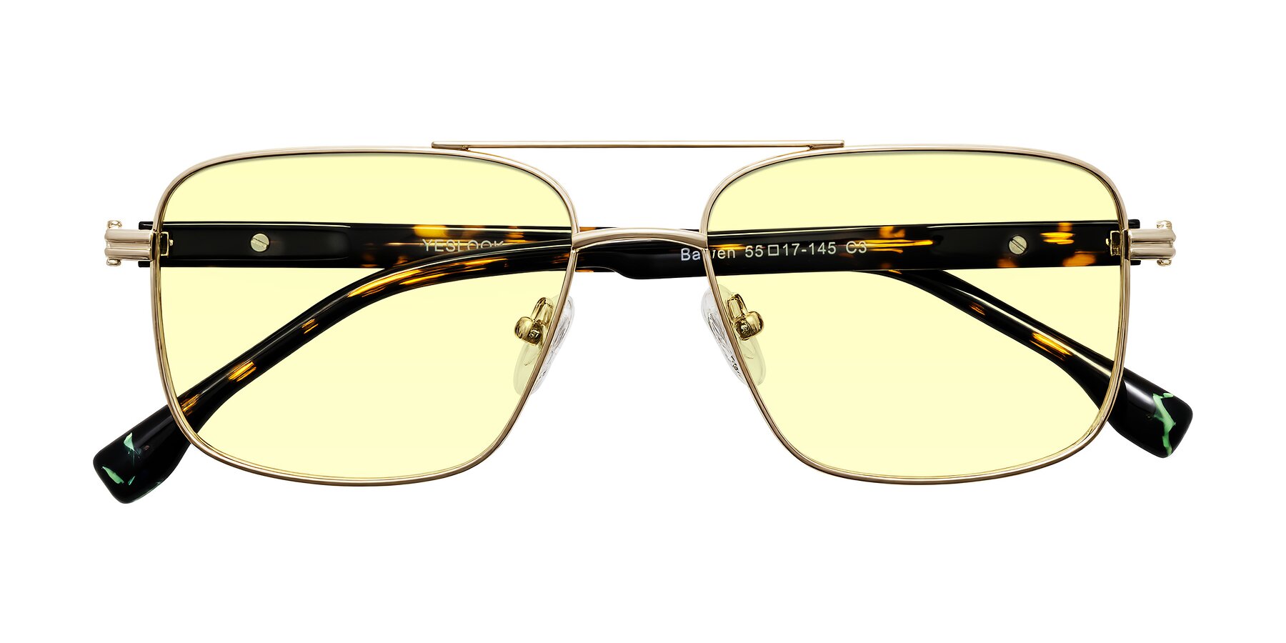 Folded Front of Banten in Gold with Light Yellow Tinted Lenses