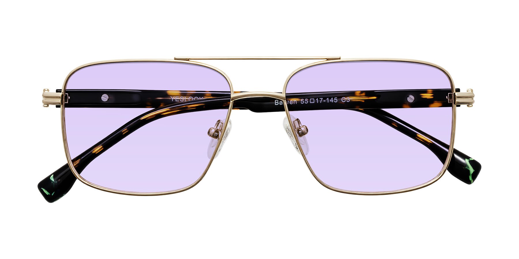Folded Front of Banten in Gold with Light Purple Tinted Lenses