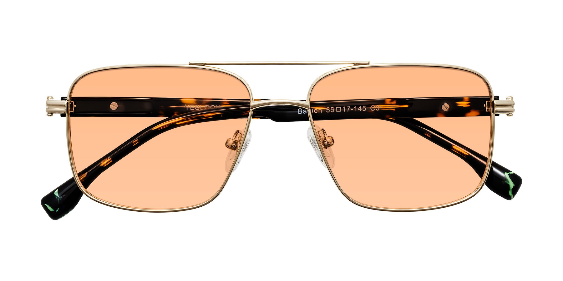 Folded Front of Banten in Gold with Light Orange Tinted Lenses