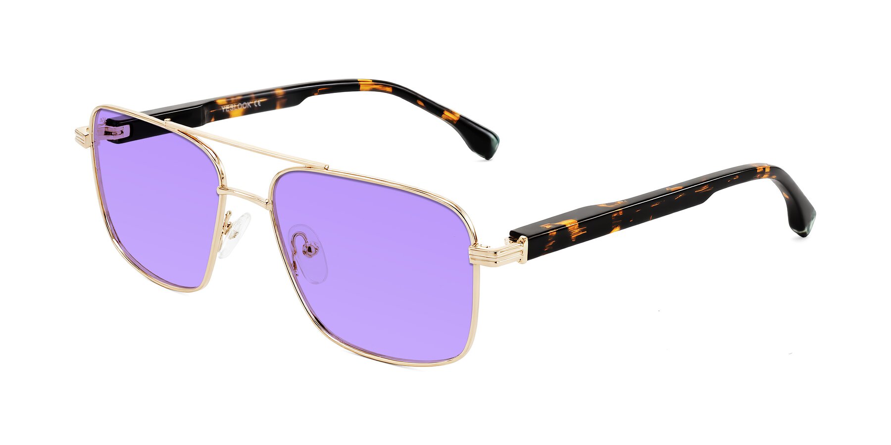 Angle of Banten in Gold with Medium Purple Tinted Lenses