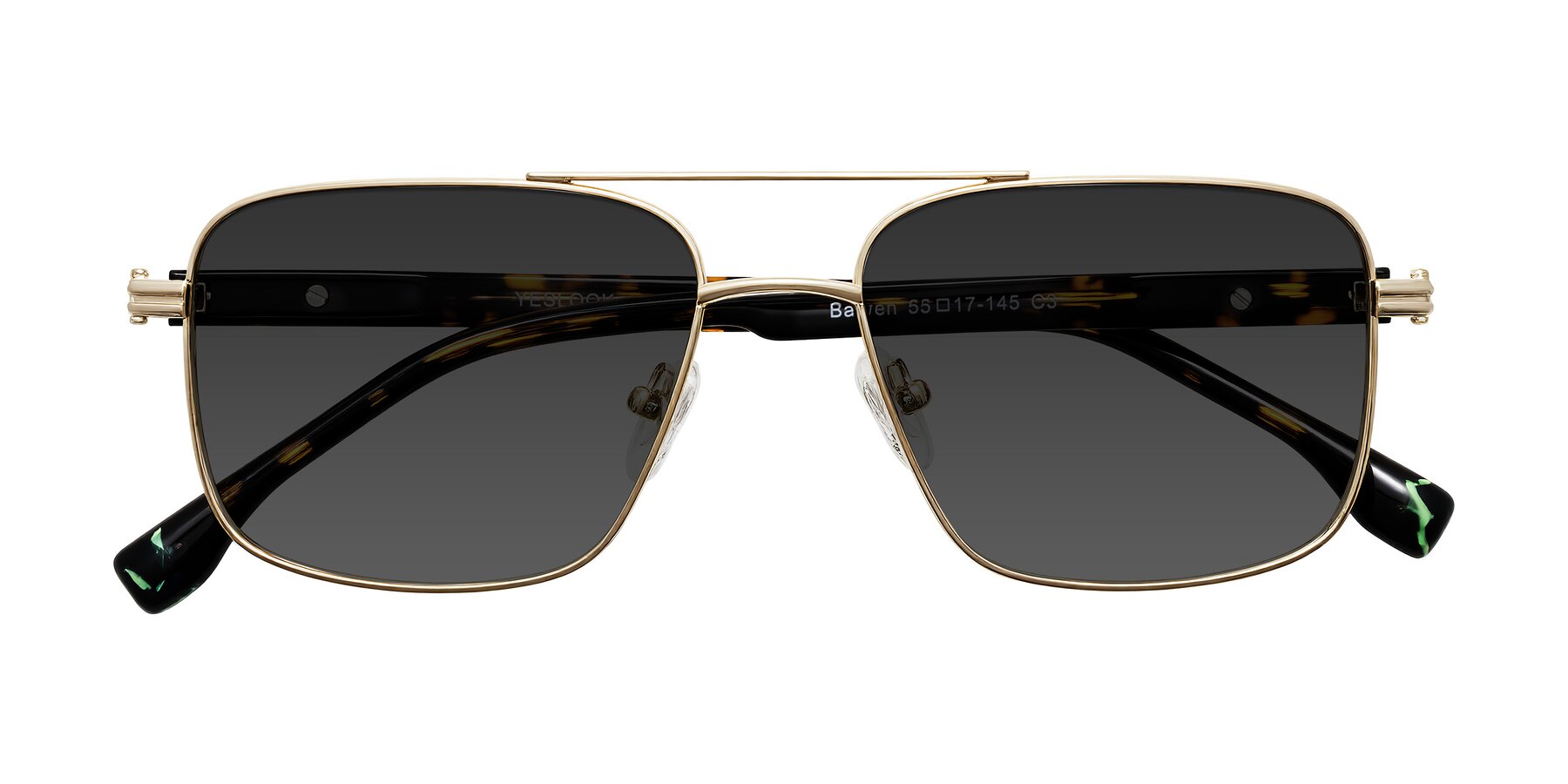 Folded Front of Banten in Gold with Gray Tinted Lenses