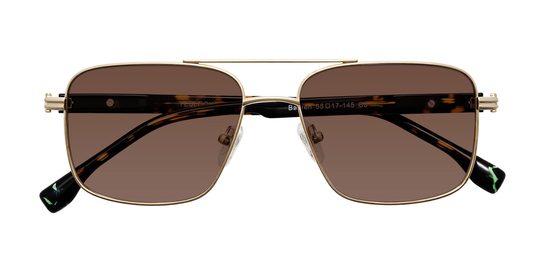 Folded Front of Banten in Gold with Brown Tinted Lenses