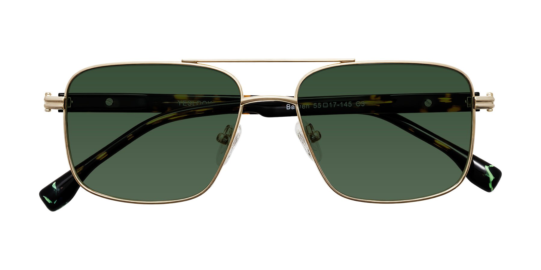Folded Front of Banten in Gold with Green Tinted Lenses