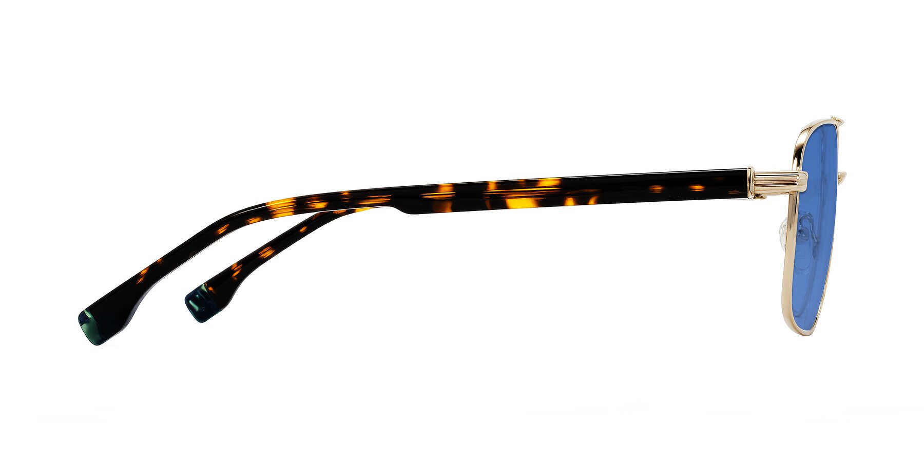 Side of Banten in Gold with Blue Tinted Lenses