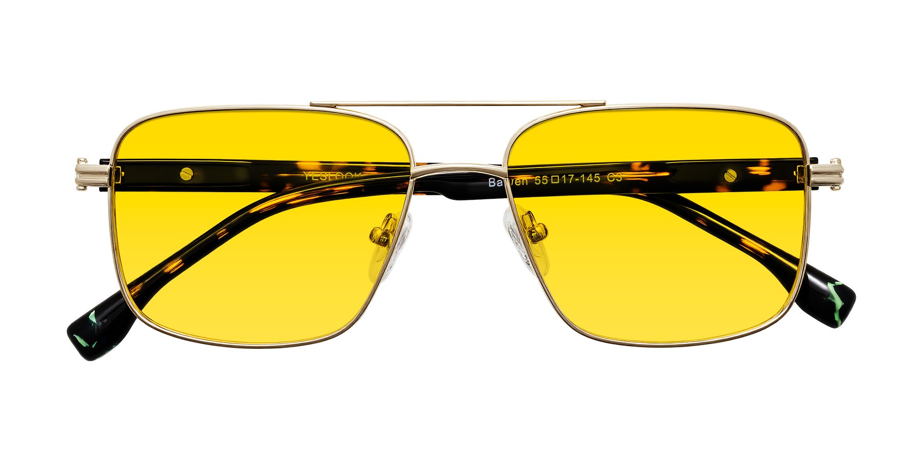 Folded Front of Banten in Gold with Yellow Tinted Lenses